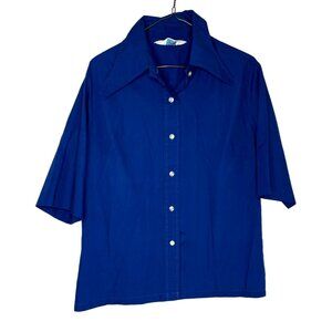 Vintage 50s Carol Brent Navy Short Sleeve Shirt Made in Japan M RARE